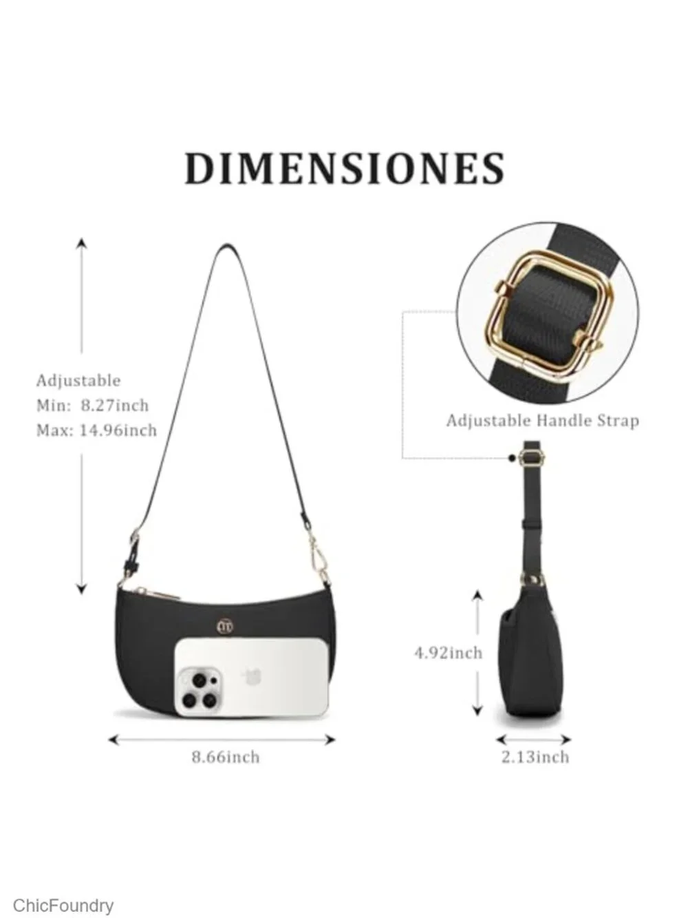 Women's Nylon Shoulder Bag Adjustable Strap Mini Clutch Purse